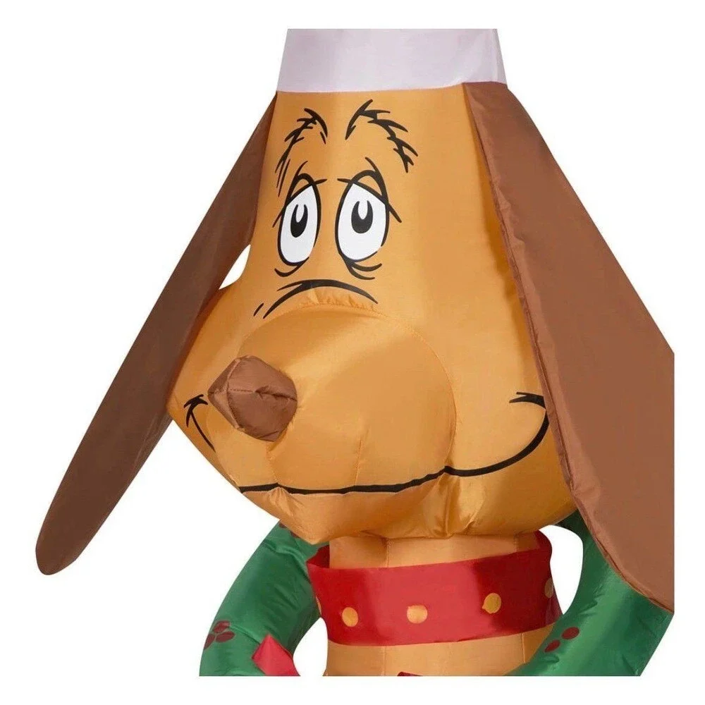 4.5ft The Grinch’s Max with Santa Hat & Wreath Holiday Airblown Inflatable